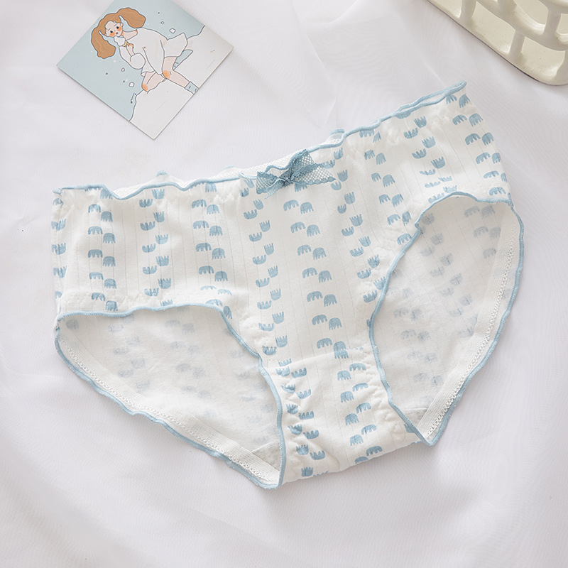 2022 Cotton Girl Panties Cute Printed Bow Underwear 6pcs/lot Plaid Underpants Cotton Girl Lingerie