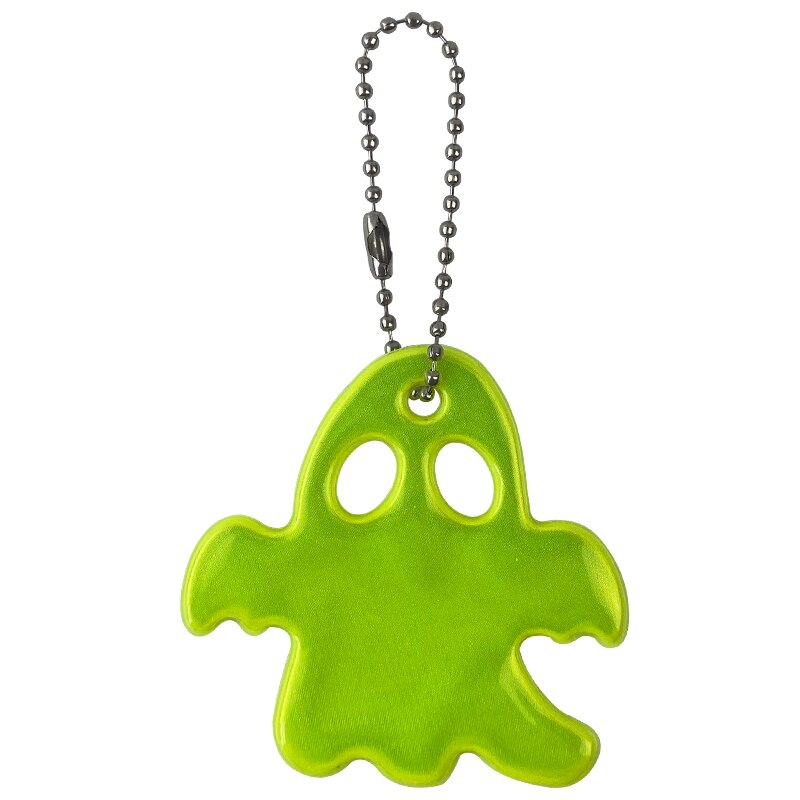 10 pcs Halloween Little Ghost Reflective Keychain Bag Pendant Accessories High Visibility Keyrings For Safety Use: 10pcs fluo yellow