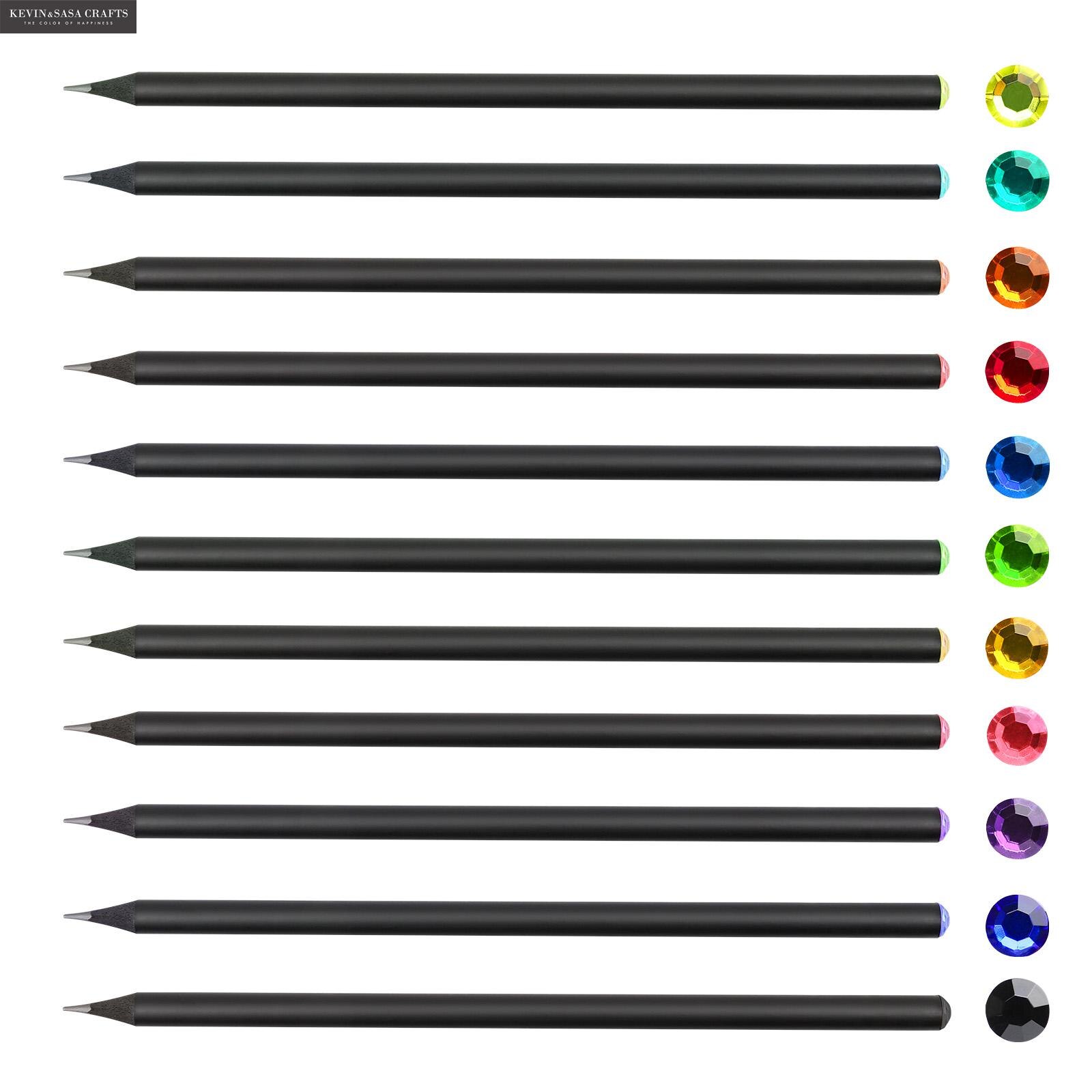 12 Pack Diamond Black Wooden Pencils Pre-sharpened With Different Colors Diamond HB Pencils for drawing Basswood Office School