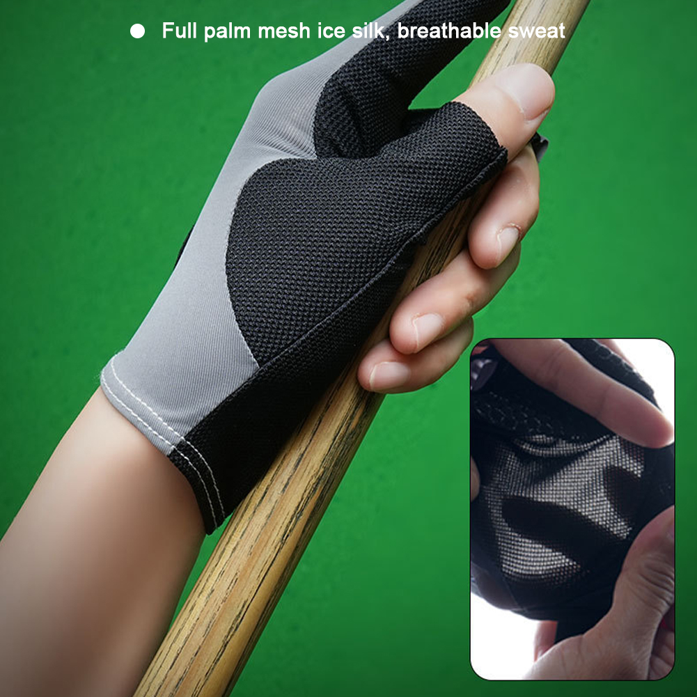 1Pcs Billiard Glove Open 3 Fingers Sports Gloves Billiard Left Hands Anti-Slip Breathable Perspire Women Men Unisex