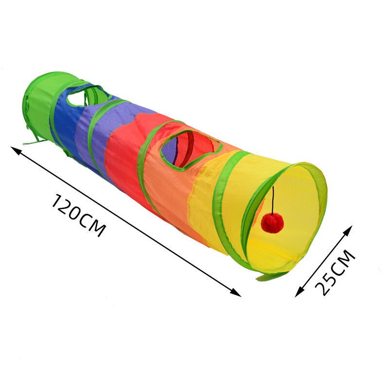 Cat Toys Funny Cat Striped/Flower Print Cat Tunnel Foldable Cat Tube Kitty Training Toys Cat Accessories Pet Supplies