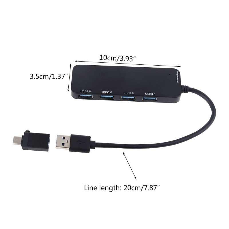 Centrum USB 3.0 4 porty stacja dokująca USB 2.0 zewnętrzny rozdzielacz z gniazdo ładowania mikro USB z konwerterem typu C