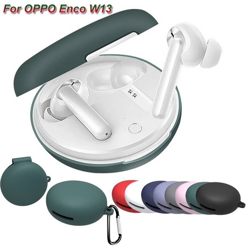 Funda de silicona para auriculares OPPO Enco W13, funda protectora de silicona blanda con hebilla antipérdida