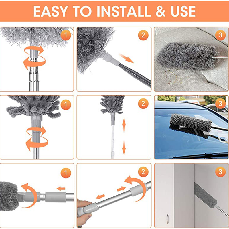 Microfiber Duster Long Extendable Duster Cleaner Brush Telescopic Catcher Mites Gap Dust Removal Dusters Home Cleaning Tools
