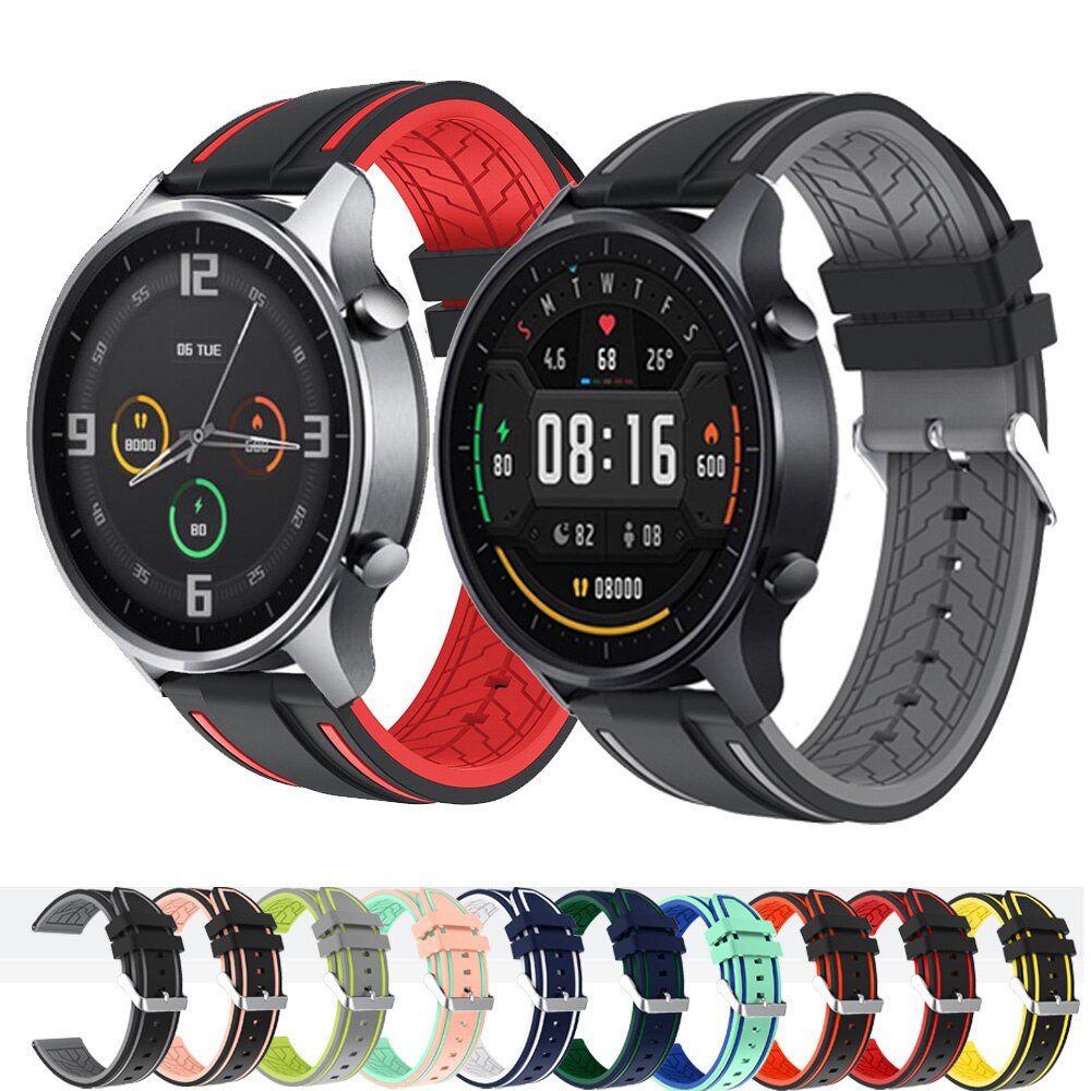 Xiaomi värillinen kellon ranneke mi älykello värillinen silikonikelloranneke vaihto urheiluranneke 22mm kellon ranneke