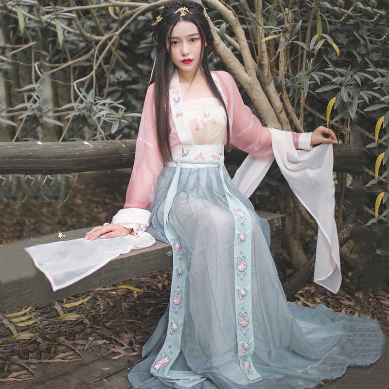 Vrouwen hanfu chinese nationale danskostuum volkskleding zangers podiumkleding oosterse optreden festivaloutfit 3 stuks pak  dc1827