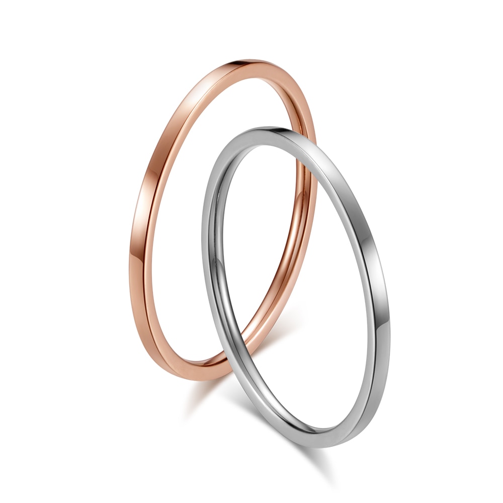 Eenvoudige dunne smalle titanium ring roségoud/zilverkleurige ringen voor vrouwen trouwring geometrische staartring sieraden