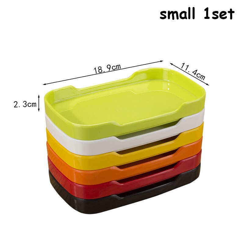 Rectangle Plates Colorful Trays Food Containers Korean Restaurant Roast Vegetable Cafe Kitchen Utensils Christmas Tableware 6pcs: Small 1set