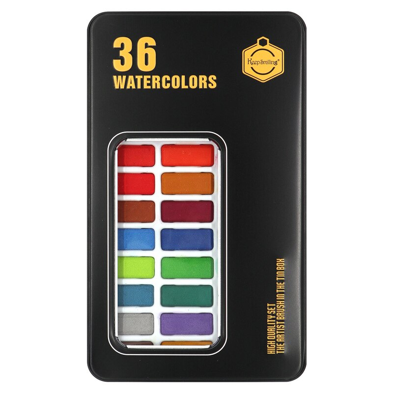 Kemila 12/18/24/36/Kleur Solide Aquarel Set Basic Neone Glitter Aquarel Verf Voor Tekenen art Verf Levert: 36 colors Black