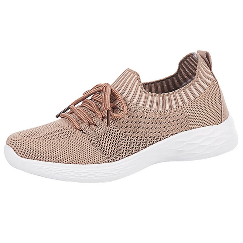 BEYARNE-Zapatillas deportivas de tela ligera para mujer, Calzado cómodo e informal para caminar, para primavera y otoño: Castaño / 5