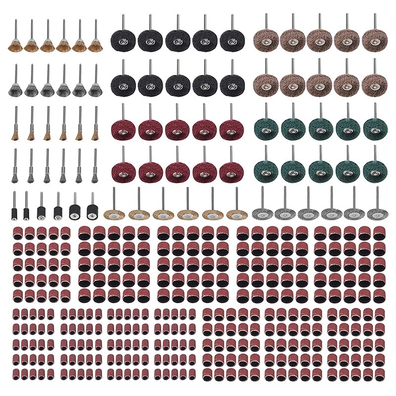 Ensemble de ponceuses à tambour pour Proxxon Dremel, outil rotatif, polissage, ponçage, nettoyage, détartrage, manucure, 376 pièces: Default Title
