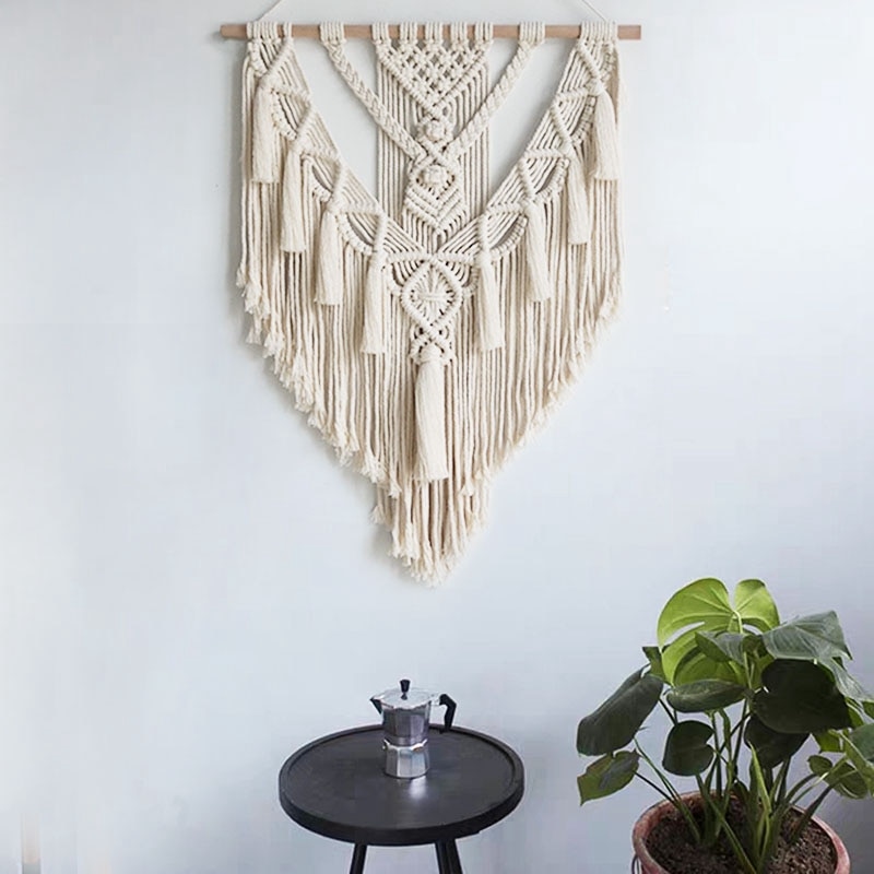 Tapiz colgante de pared de macramé, decoración de pared de tejido bohemio , decoración del hogar de 55x70cm