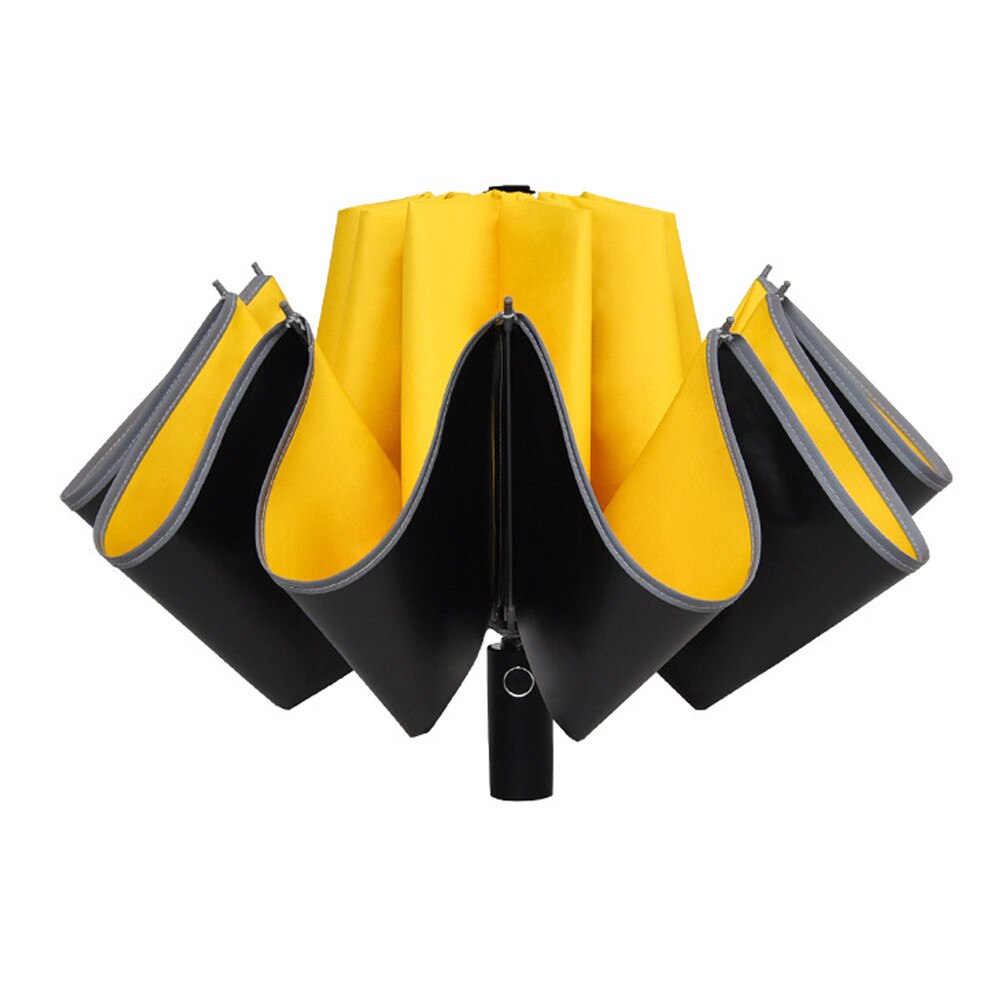 Automatic Reverse Folding Umbrella LED Reflective Strip Automatic Umbrella Flashlight Three-fold Windproof Car Business Umbrella: Folding umbrella 4