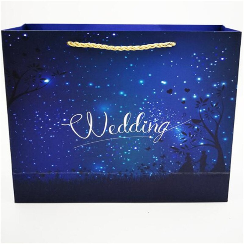 Box Set Wedding Hand Box Personality Favor Candy Bag Stars Souvenir Party Blue Paper Bags Suit Pack: 1pc hand bag