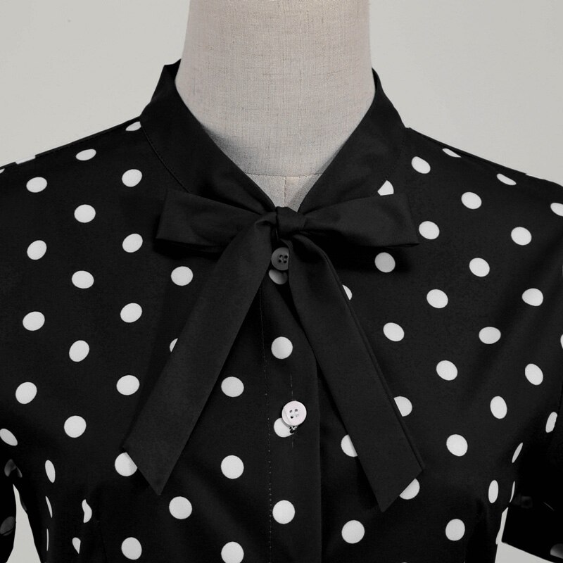 Tonval slips hals stribet vintage kvinder sommer skjorte kjole enkeltradet rockabilly casual swing kjoler