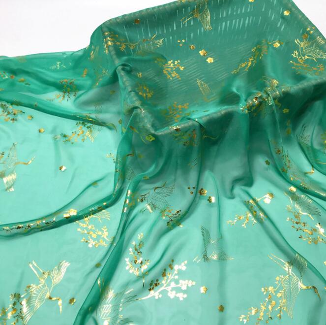 Dress Dancing Fabric Bronzing Chiffon Fabric Flower Shiny Fabric Bronzed Costume Material DIY Stage Cosplay Dress 1Meter: 2