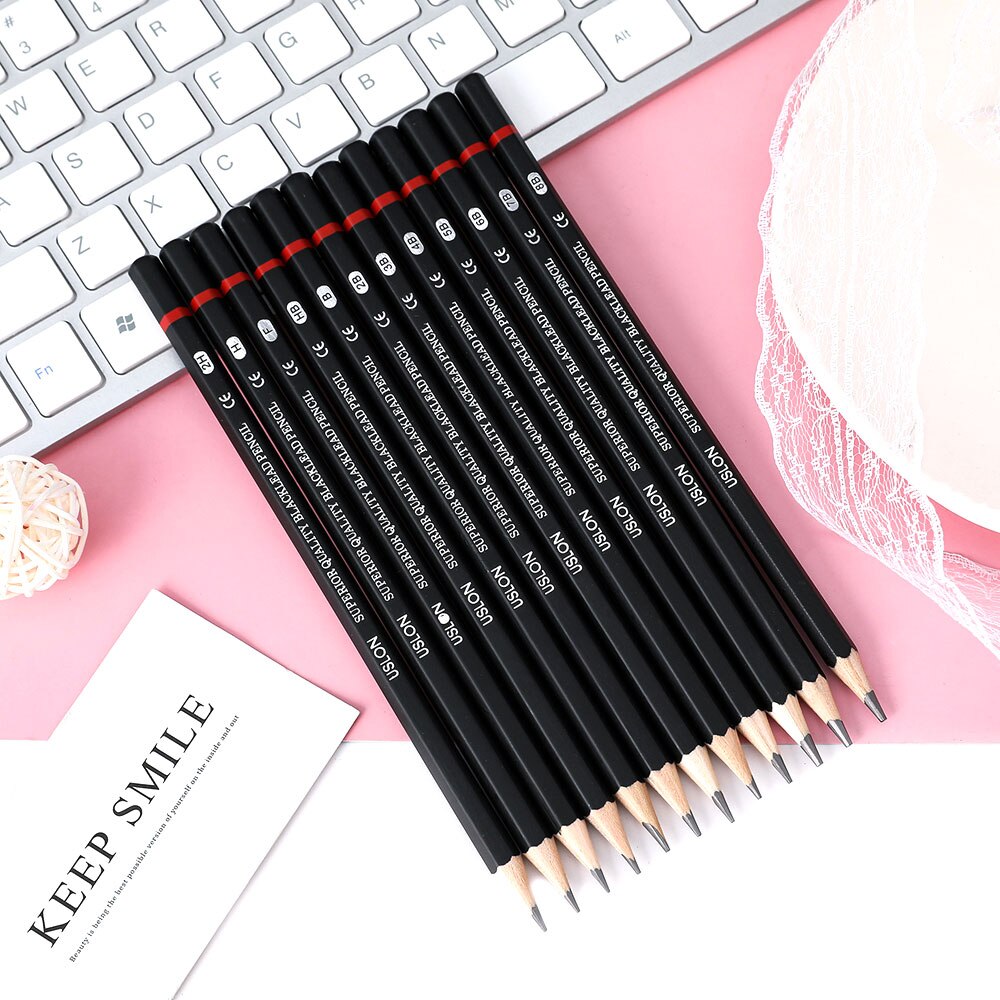 12PCS/Box Sketch Pencil Set Student Art Drawing Sketch Pencil 2H/H/F/HB/B/2B/3B/4B/5B/6B/7B/8B/Multi-Specification Set
