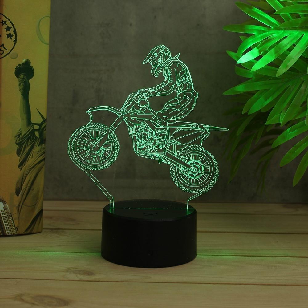 Lámpara LED 3D de acrílico para motocicleta y Motocross, luz de mesa táctil nocturna, 7 colores