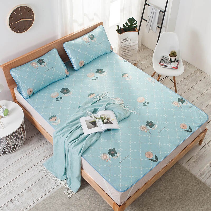 3 Stck Kühl Bett Matratze Mit Bettdecken Kissen Abdeckungen Ausgestattet Blatt setzt Mit Gel Für König Größe Bett Königin Größe: D / 100x190cm