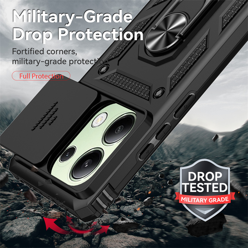 Stødfast pansercover til xiaomi redmi note 13 pro 5g 4g slide-linsebeskyttelse til redmi note 13 note 13 pro 5g bagcover