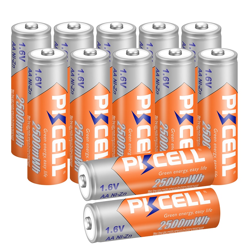 12Pcs 1.6V Aa 2500mWh Batterij Nizn Aa Oplaadbare Batterijen Pkcell Aaa Batteria Voor Zaklamp Afstandsbediening Cd Spelers
