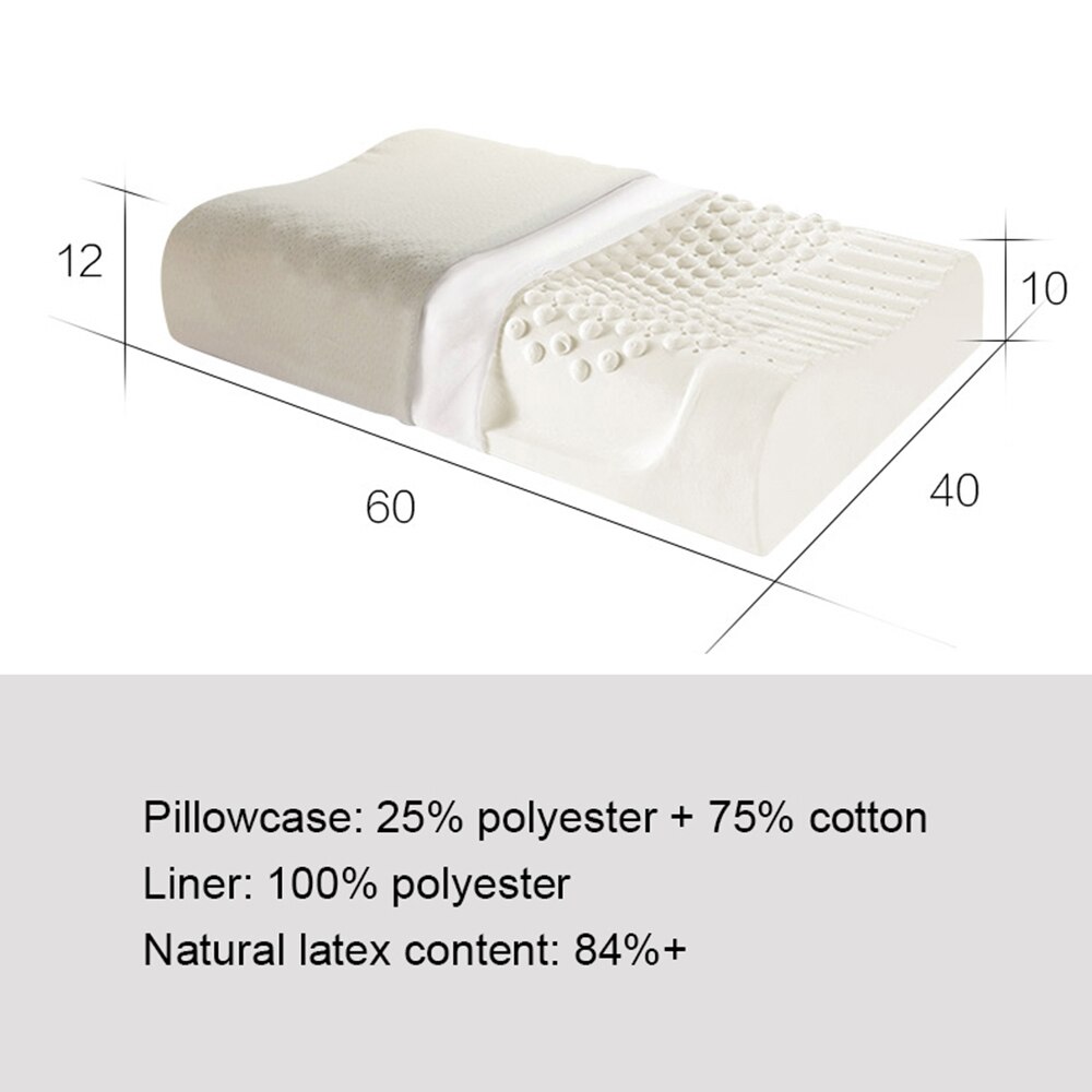 LPHFDCS Natuurlijk Latex Kussen - Ergonomisch Nekkussen Met Memory Foam, 60x40x12 Cm, Klassiek Broodmodel Voor Optimale Slaap En Massage