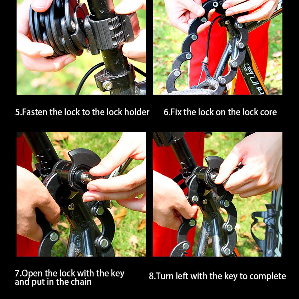 Foldable Bike Lock With 3 Keys Hamburg-Lock Alloy Anti-Theft Strong Security Bicycle Folding Lock Mount Bracket Bike Chain Lock