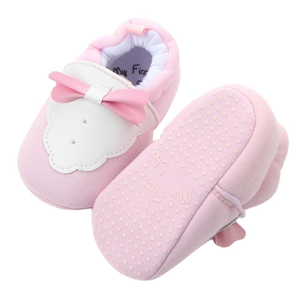 Baby Jungen Mädchen warm Booties nicht-Schleudern Weiche Sohle Baumwolle Ersten Wanderer Schuhe Hausschuhe mit Fliege