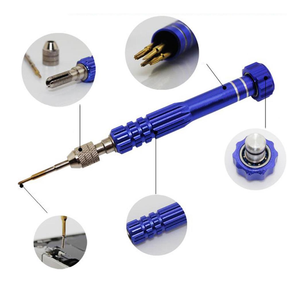 5in1 précision Torx tournevis téléphone portable Kit d'outils de réparation pour téléphone portable téléphone portable électronique PC montre Kit d'outils de réparation: Blue