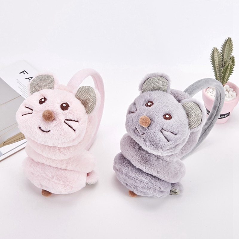 Orejeras de invierno para niños con lindo ratón accesorios para niños nuevos auriculares de de piel sintética orejeras de invierno