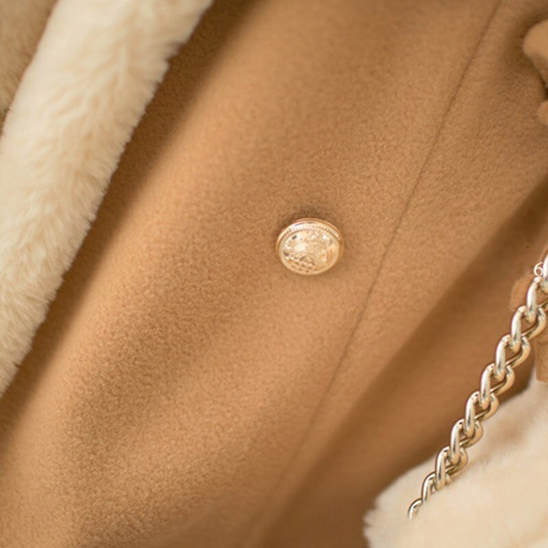 Snelle winter warme jassen dames wol slanke dubbele rij knopen wollen jas winterjas dames bont dames jassen