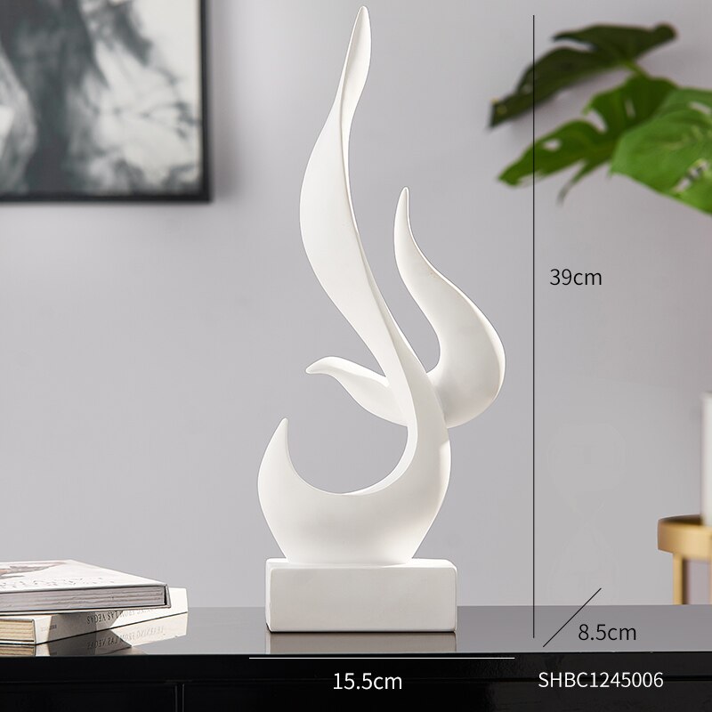 Sculpture Abstraite Moderne pour la Décoration de la Maison Accessoires pour le Salon, le Bureau, Statue Décorative Souvenir: White