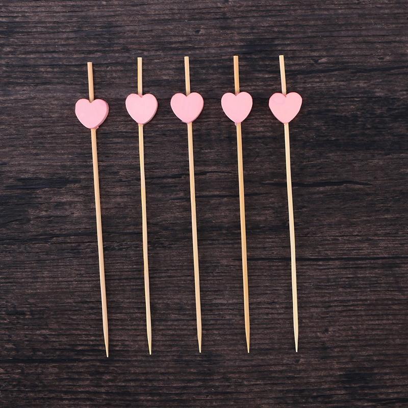 100Pcs 12Cm Cocktail Picks Creatieve Handgemaakte Hart Vorm Kraal Voorgerecht Picks Fruit Tandenstokers Wedding Party Kerst Supplies