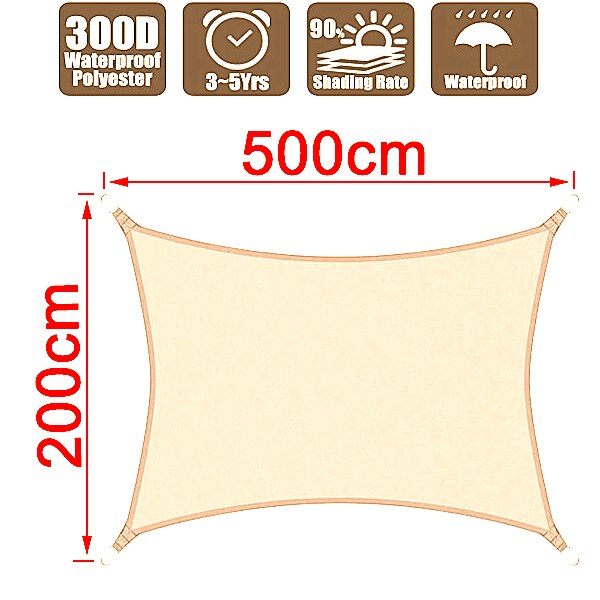 Shade Screen Rectangle Net Pergola Outdoor Shade Cloth Waterproof Awnings for Waterproof Exterior Balcony Awning for Car Shades: beige 200cm x 500cm