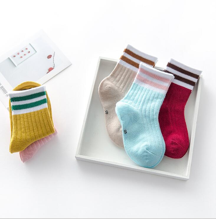 Herfst Kinderen Sokken Katoenen Buis Streep Kid 'S Sokken Vrouwelijke Mannelijk Kind Sokken 5Pairs = 10 Stuks