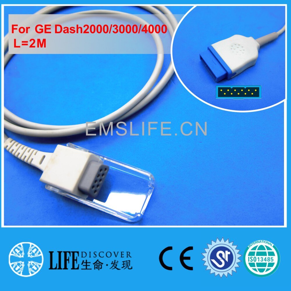 Long cable AWT adult finger clip spo2 sensor for GE dash2500 dash1800 nellcor oximax patient monitor: spo2 adapter cable