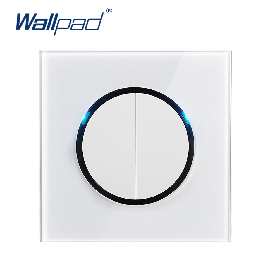 White Glass Panel 1 2 3 4 Gang Wall Light Switch Pass-through Cross Impulse Momentary Switch With Black Edge: 3XL / Brown