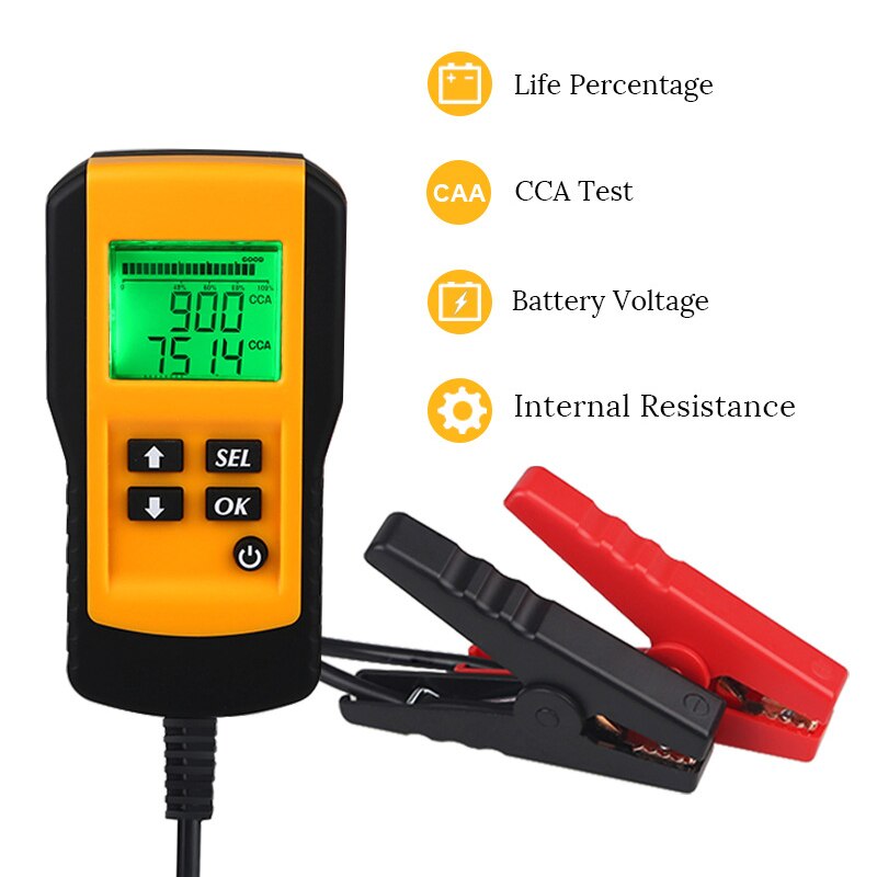 Digital Car Battery Tester 12v Lcd Auto Battery System Analyzer Vehicle Car Voltage CCA Diagnostic Tool Vehicle Battery Tester