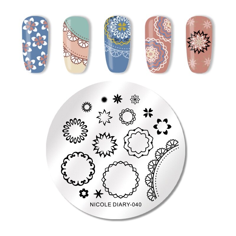 Nicole Dagboek Valentijnsdag Nail Stempelen Plaat Rechthoek Ronde Nail Art Stamp Image Template Diy Nail Plate Print Stencil: ND-040