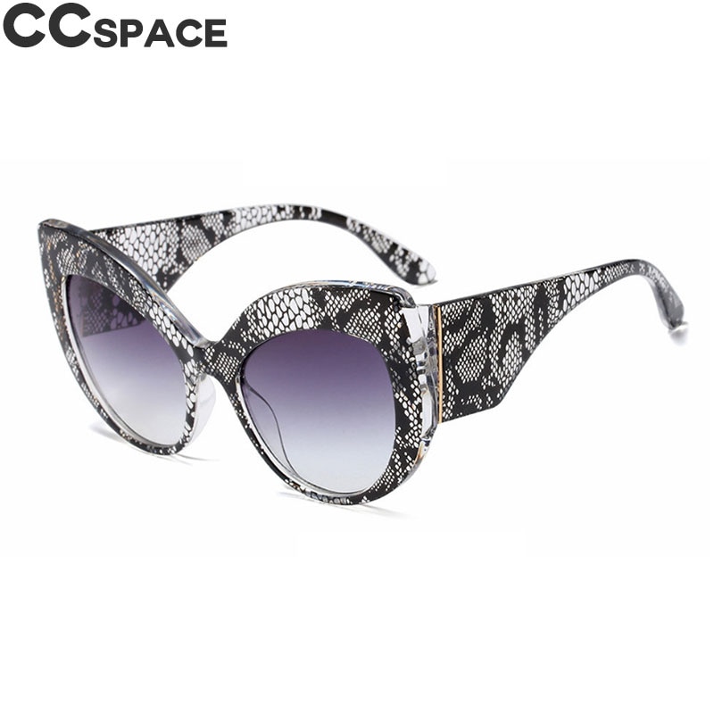 45616 slangeskindsmønster store katteøje-solbriller i overstørrelse til kvinder  uv400 vintage-mærkebriller