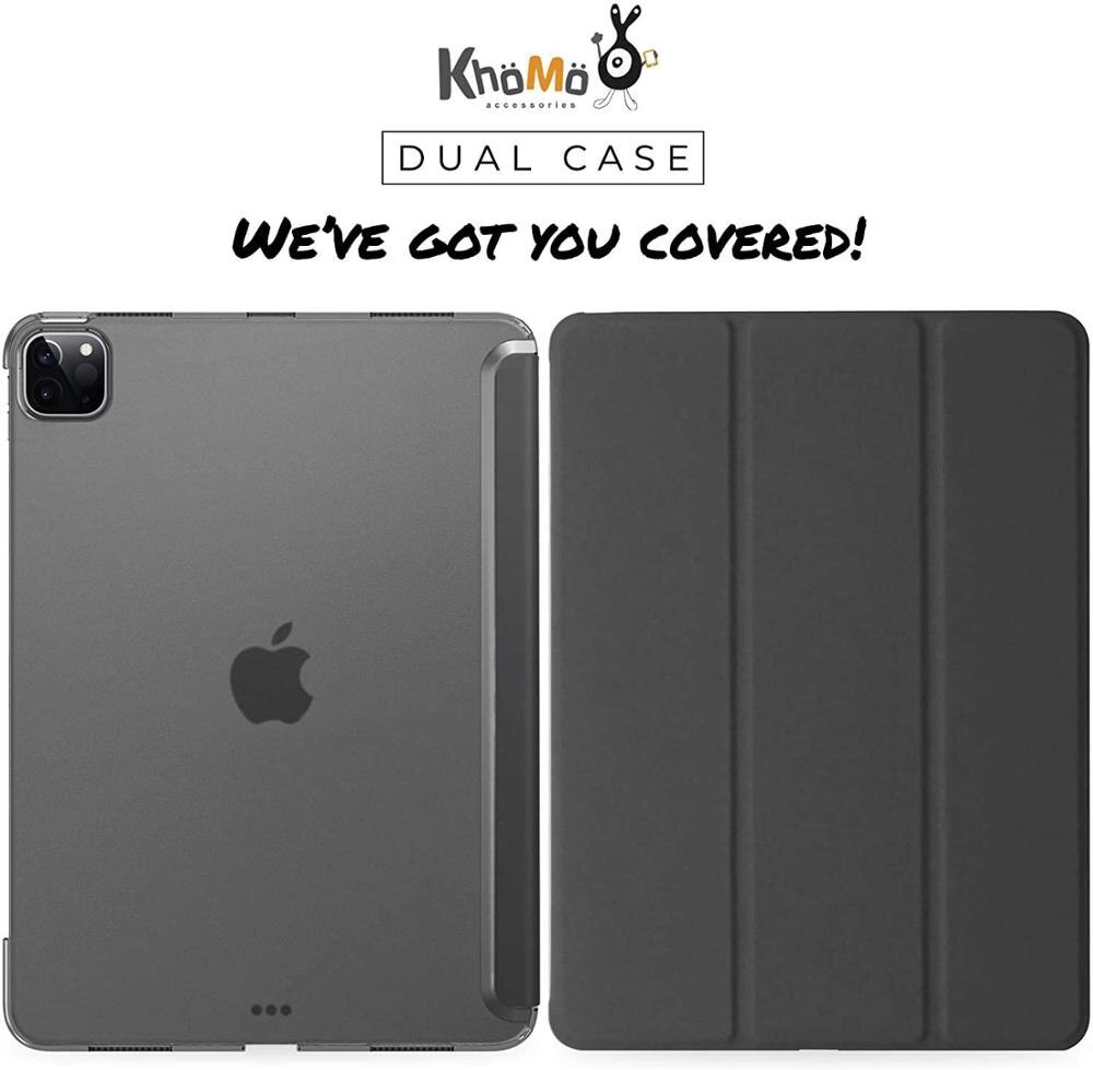 KHOMO Funda iPad Pro 11 ) 2nda Generación Smart Cover Delantero y Caracasa Trasera Semi Transparente Negro