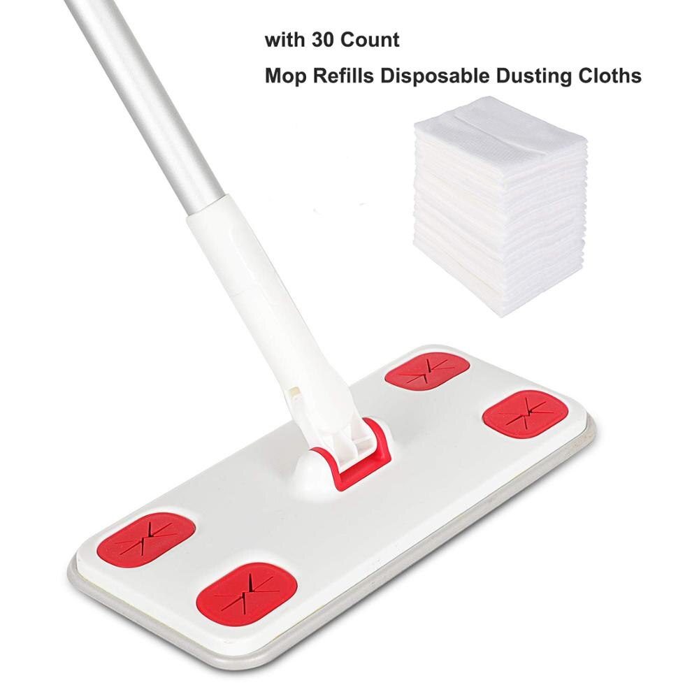 Eyliden Disposable Dust Mop with 30 Dry Refill Floor Wipes Pads Hardwood Floor Cleaner Mopping For Home: Default Title