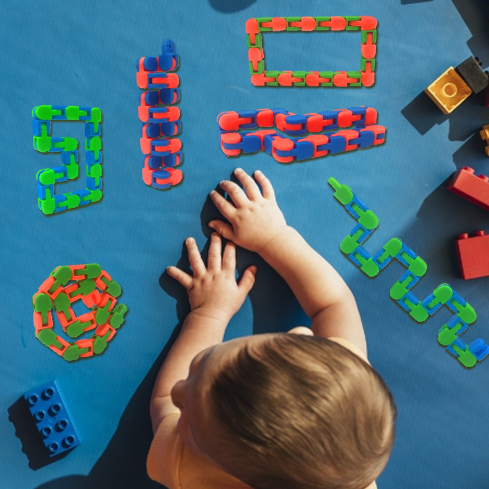 Wacky Tracks Bicycle Chain Track Puzzle Decompression Sensory Fidget Toys Rotate Chain 24 Section Educational Toys Random Color