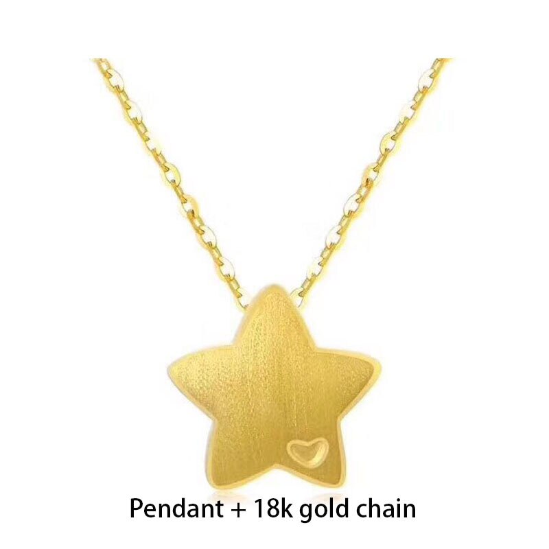 CHUHAN – collier avec pendentif étoile en or pur 999, chaîne clavicule en or dur 3D Au750, bijoux fins pour femmes,: Pendant 18K Necklace