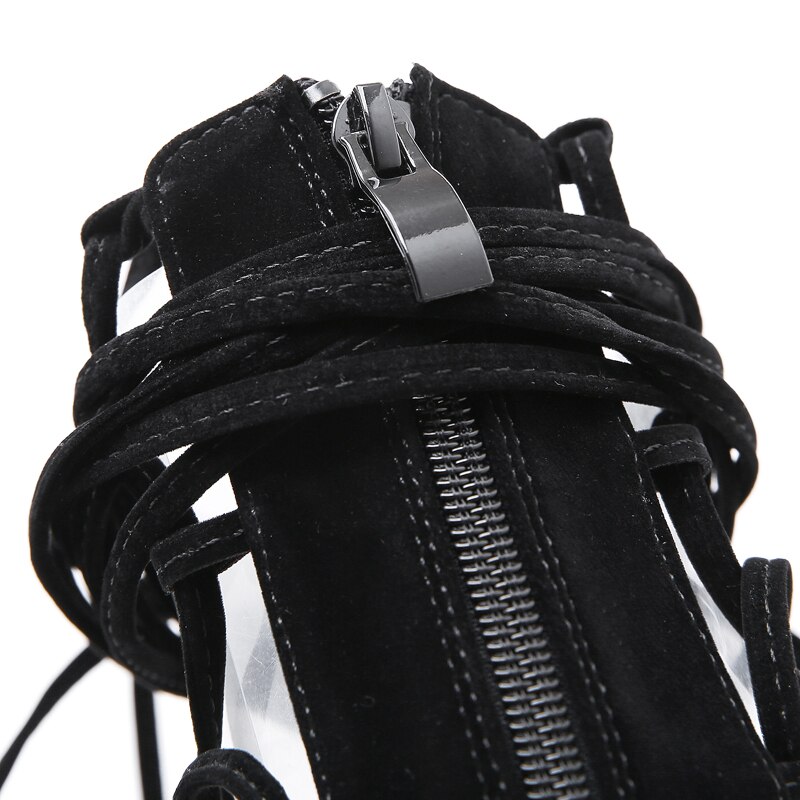 Women Over The Knee Boots Summer Long Boots Ladies Cross Strappy Platform Boots 16cm High Heel Boots Black Shoes Femmes Bottes