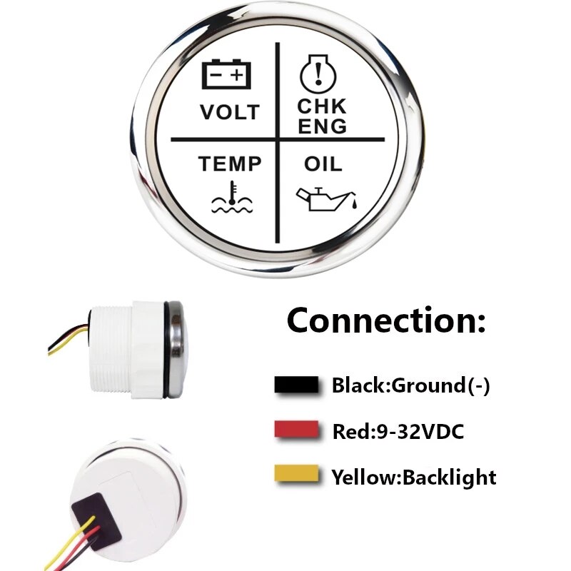 4 In 1 Led Voltmeter Olie Druk Meter Water Temp Gauge Alarm Indicator Met Check Engine Voor Auto Motor Boot accessoires