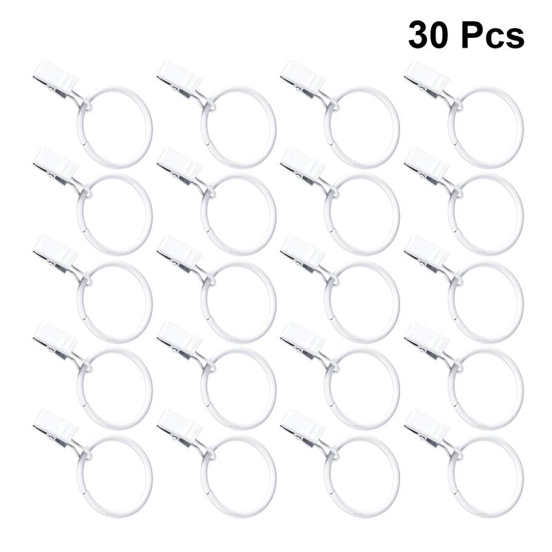 DIY Gordijn Haken Grote Bad Drape Loop Roestvrij Ijzeren Ringen Glide Ringen Hangers Voor Home Office 3x32mm (20/30/40/50 stuks): 30pcs hooks