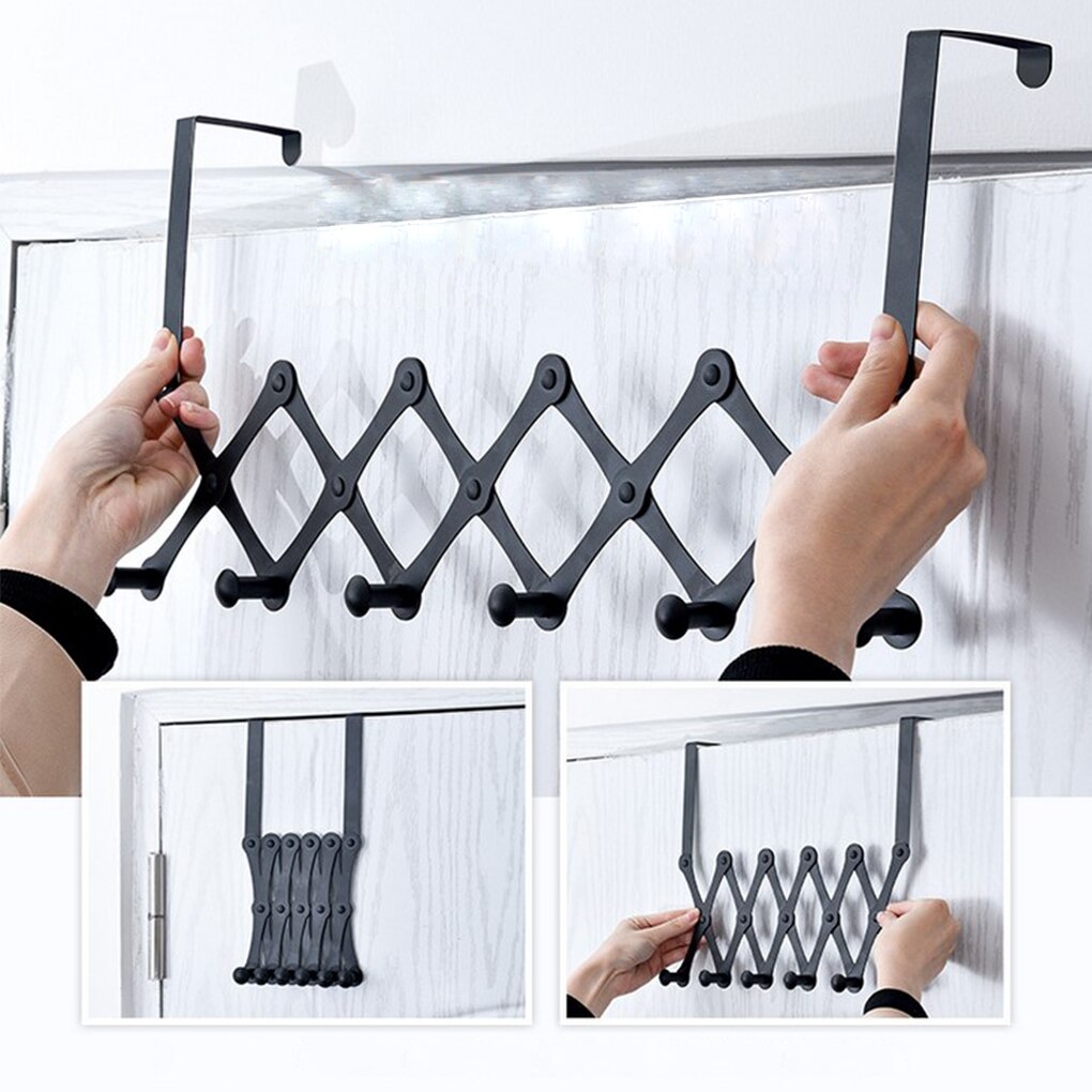 Deur Opknoping Haak Punch Gratis Deur Hanger Hoeden Tassen Houder Tie Sjaal Sleutel Haak Verstelbare Muurhanger Kledingrek Handdoek plank