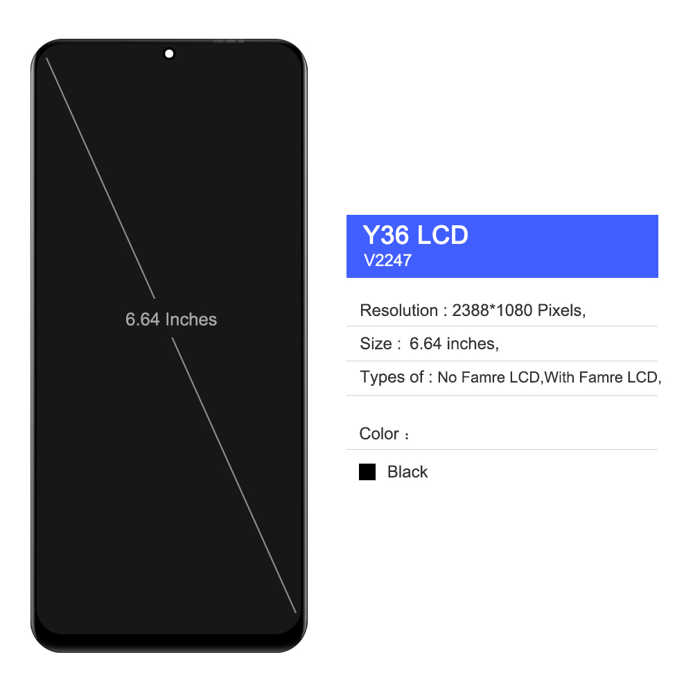 Y36 Display For Vivo Y36 4G V2247 LCD Display Touch Screen Assembly Replacement Parts For Vivo Y36 Display Screen