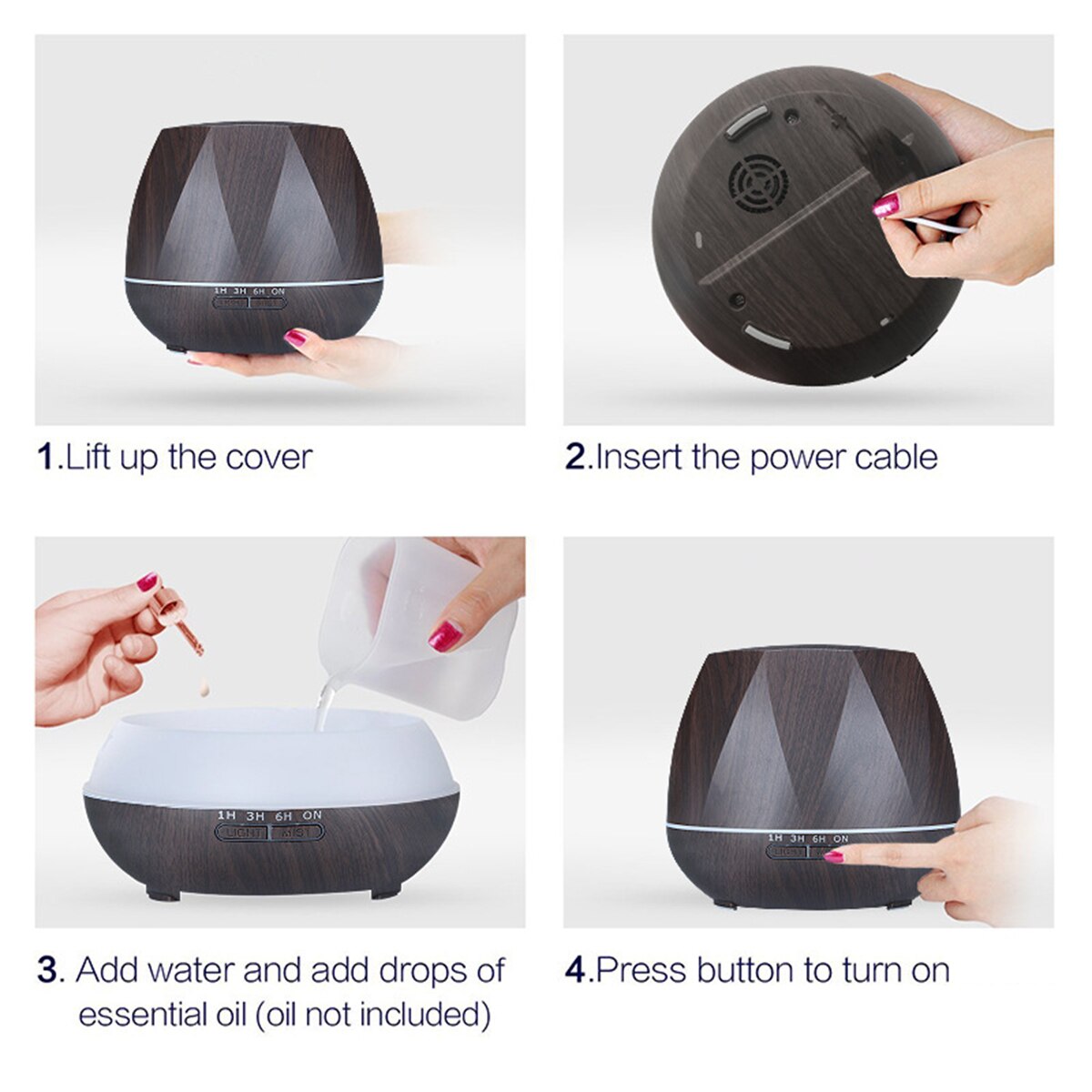 Diffuseur d'huiles essentielles, humidificateur d'arôme à 3 500ml de minuterie avec télécommande, adapté à la maison, à la chambre à coucher, au bureau